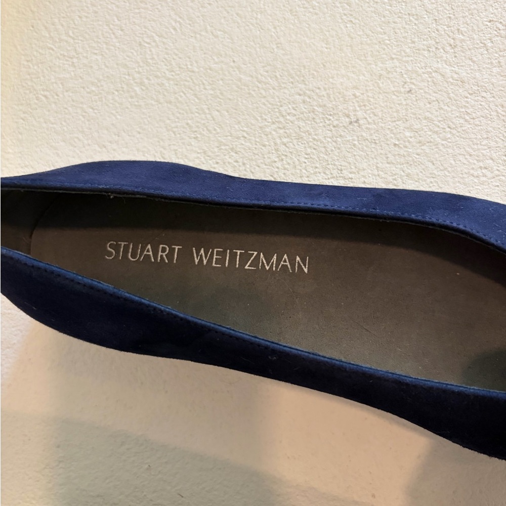 Stuart Weitzman Chic 6M Blue Suede Ballet Flats - Picture 4 of 8